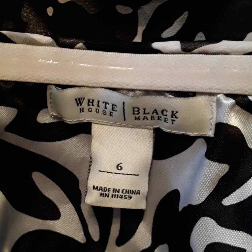 WHBM Black & White Abstract Floral Print Silk Sleeveless Ruffle Dress 6 - Picture 5 of 6